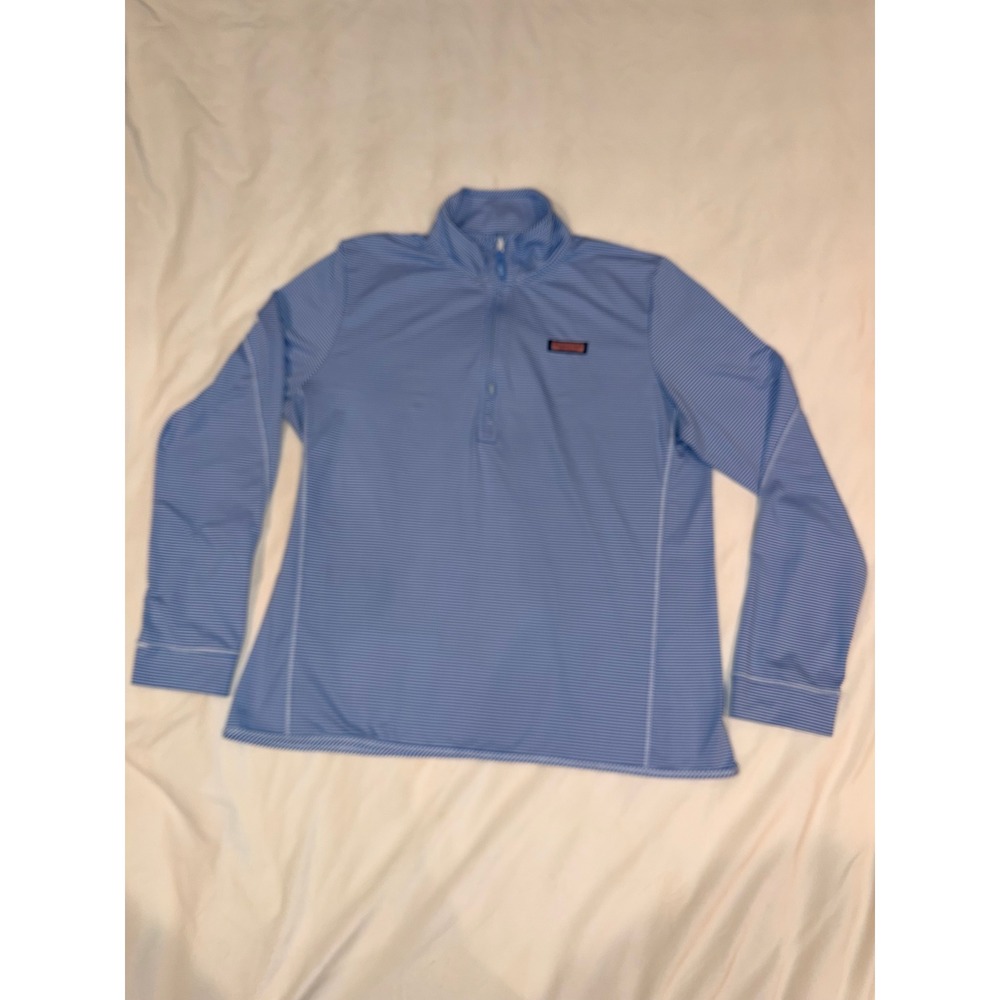 Vineyard Vines Sankaty Quarter Zip Pullover Mens XL Blue White Performance Top